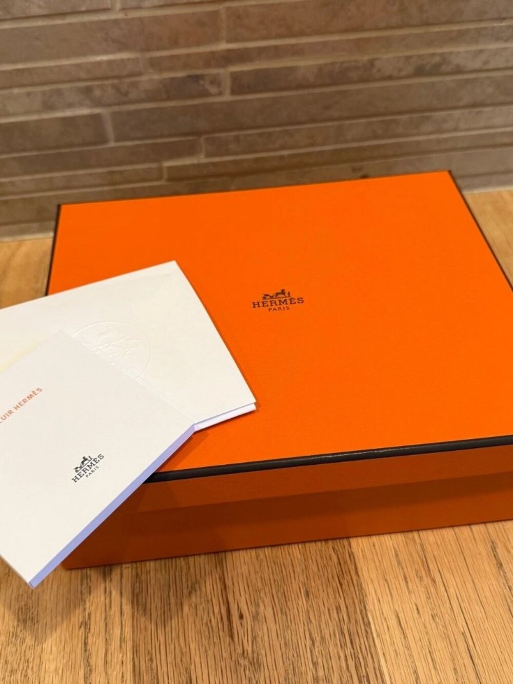 HERMES Paris Empty Gift Box Orange Square 11 Inch Tissue Booklet Excellent
